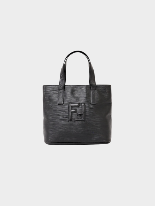 Fendi 2000s Black Leather FF Logo Handbag