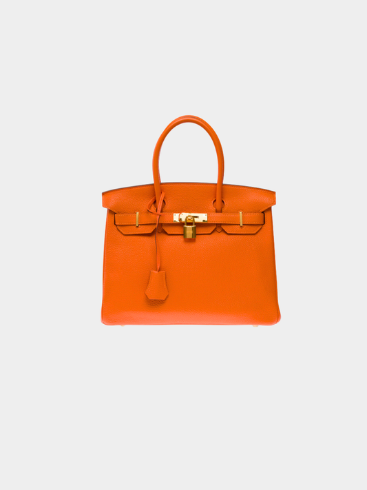 Hermès 2010s Orange Togo Birkin 30 Bag
