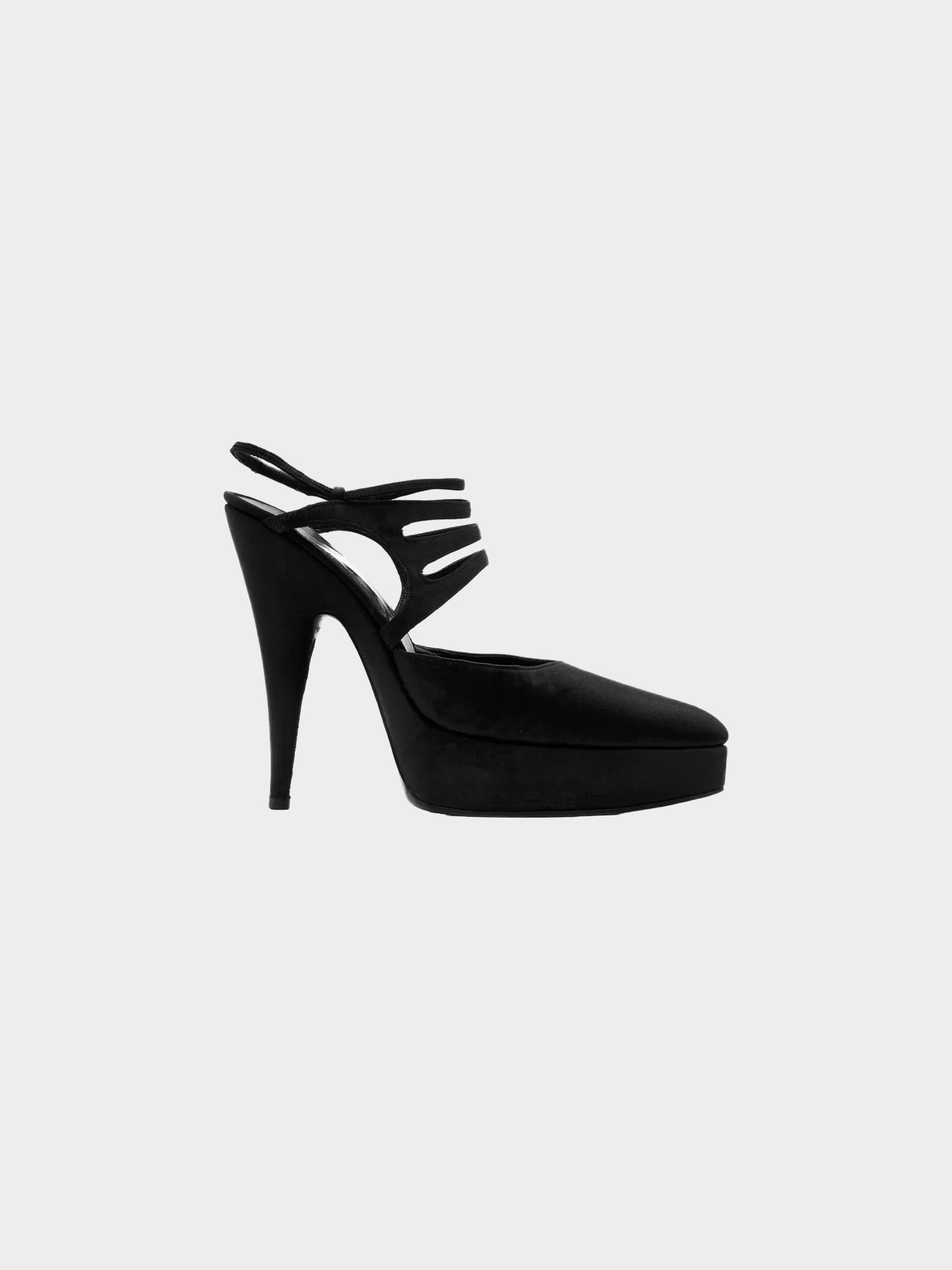 Chanel by Karl Lagerfeld SS 2002 Black Satin Massaro Pumps