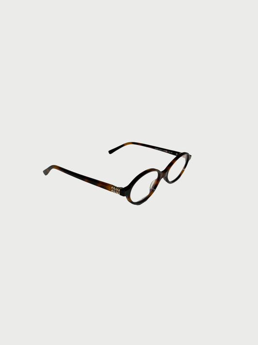 Miu Miu 2020s Honey Tortoiseshell Miu Regard Oval Sunglasses