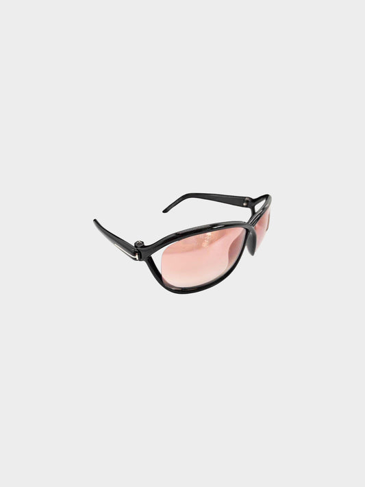Tom Ford 2000s Black and Pink Fernanda TF1069 Butterfly Sunglasses