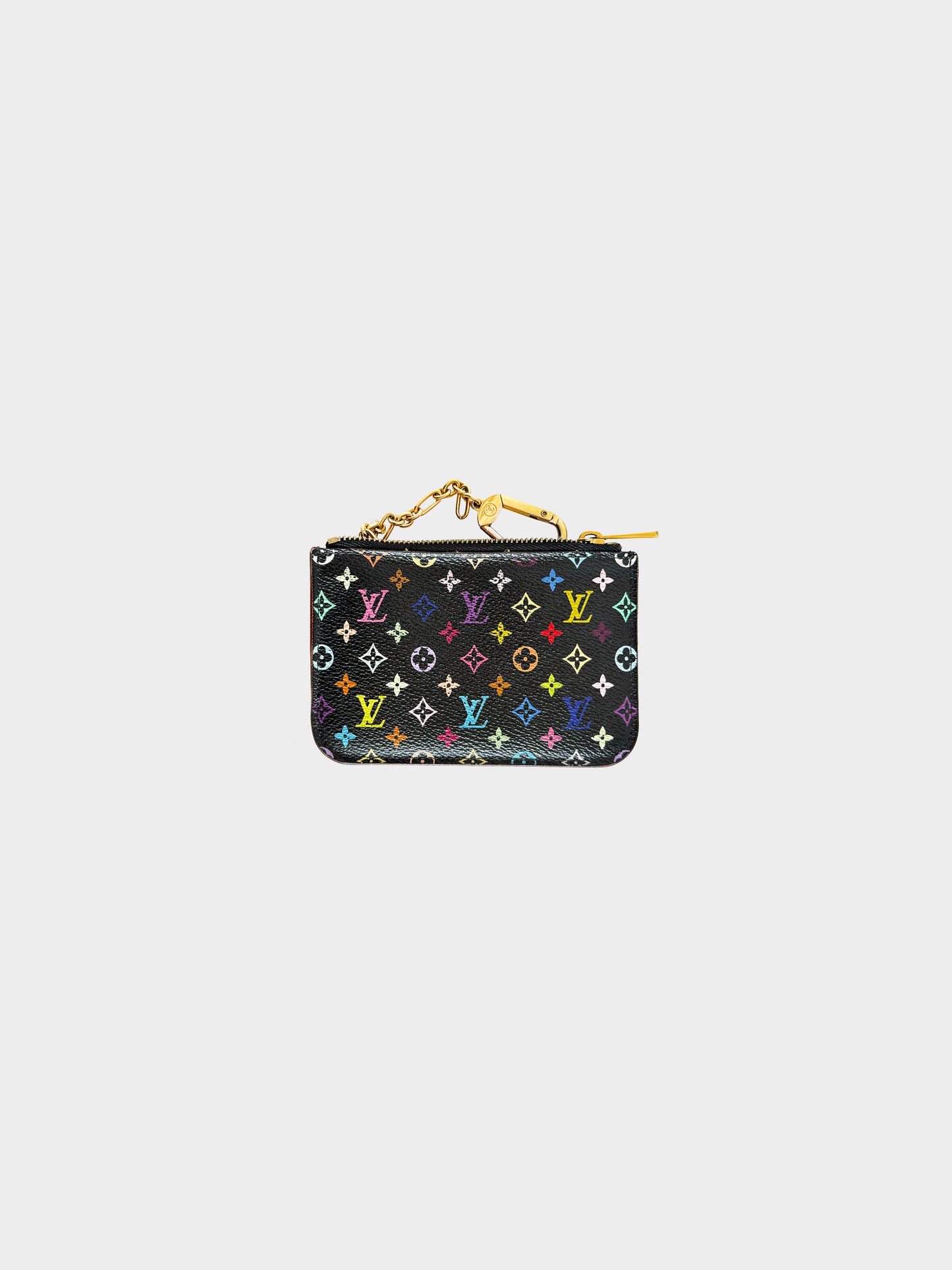 Louis Vuitton Early 2010s Black and Multicolor Murakami Pochette Cles NM Key Holder
