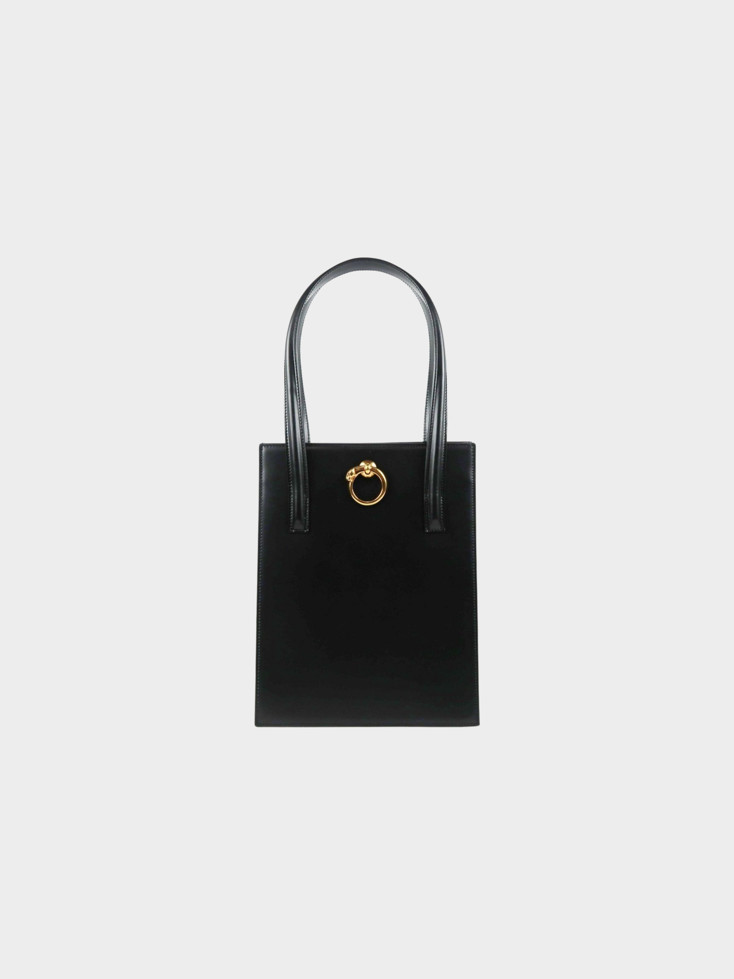 Cartier 1990s Black Leather Panthère Tote Bag