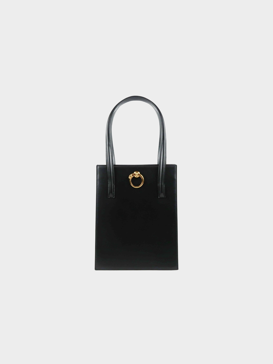 Cartier 1990s Black Leather Panthère Tote Bag