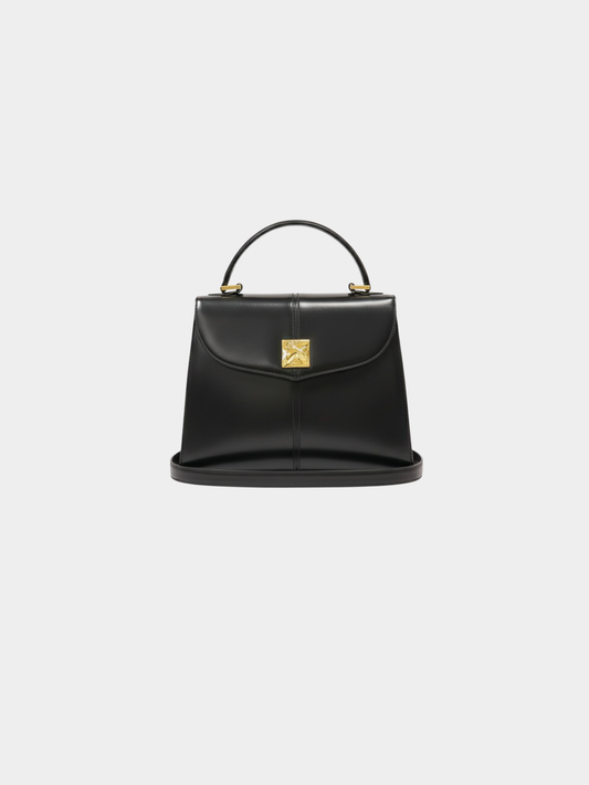 Yves Saint Laurent 2000s Black Logo Hardware Leather 2-Way Bag