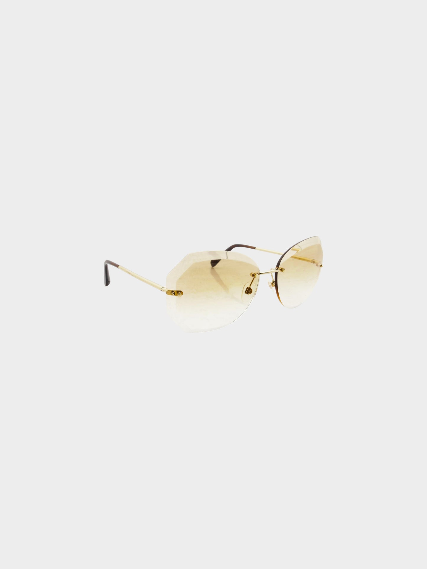 Chanel 2000s Brown Round Rimless Sunglasses