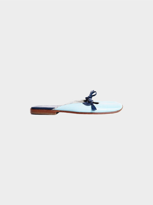 Miu Miu SS 2000 Light Blue Plaid Leather Flats