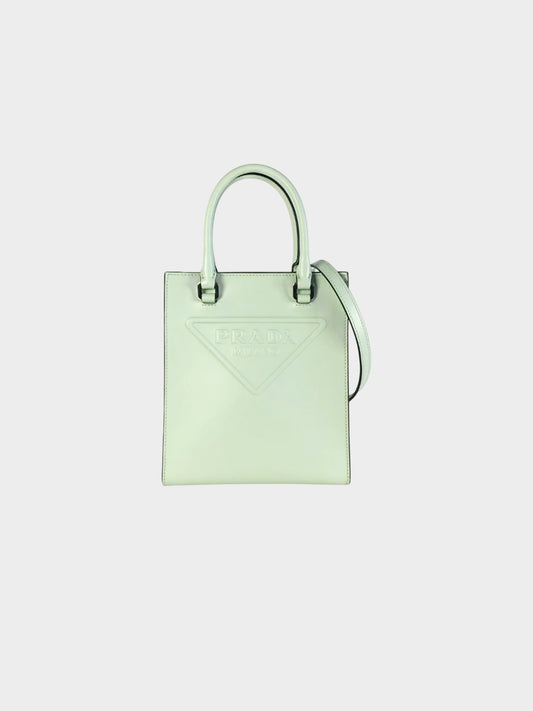Prada 2020s Green Calfskin Leather 2Way Tote Shoulder Bag