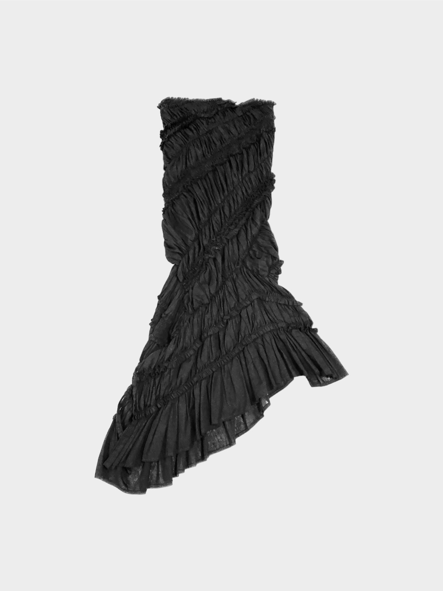 Comme des Garçons 2010 Black Ruched Asymmetrical Ruffle Skirt