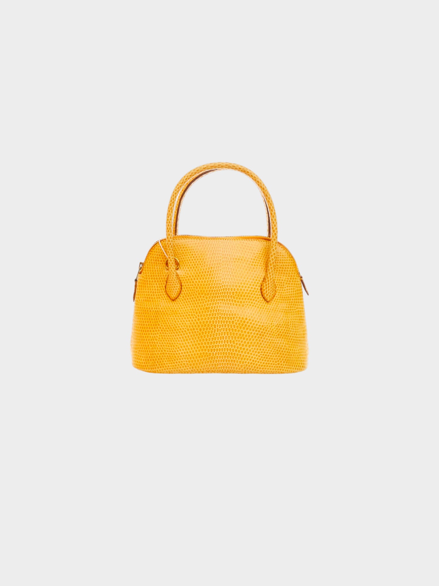 Hermès 1992 Yellow Orange Mini Bolide Jaune Lizard Handbag