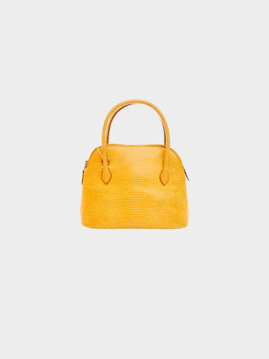 Hermès 1992 Yellow Orange Mini Bolide Jaune Lizard Handbag