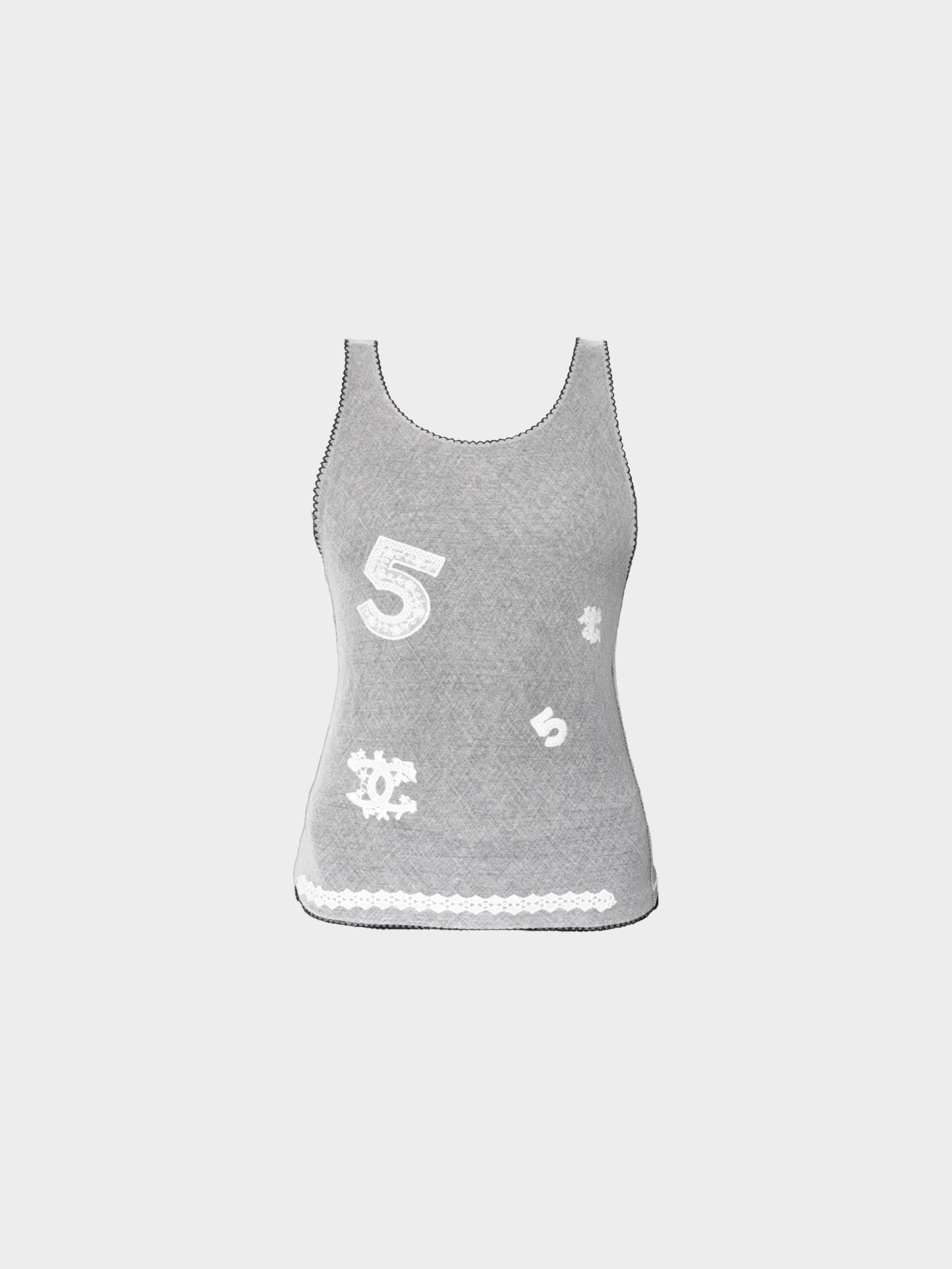 Chanel SS 2004 Grey Cotton Blend Logo Print Tank Top