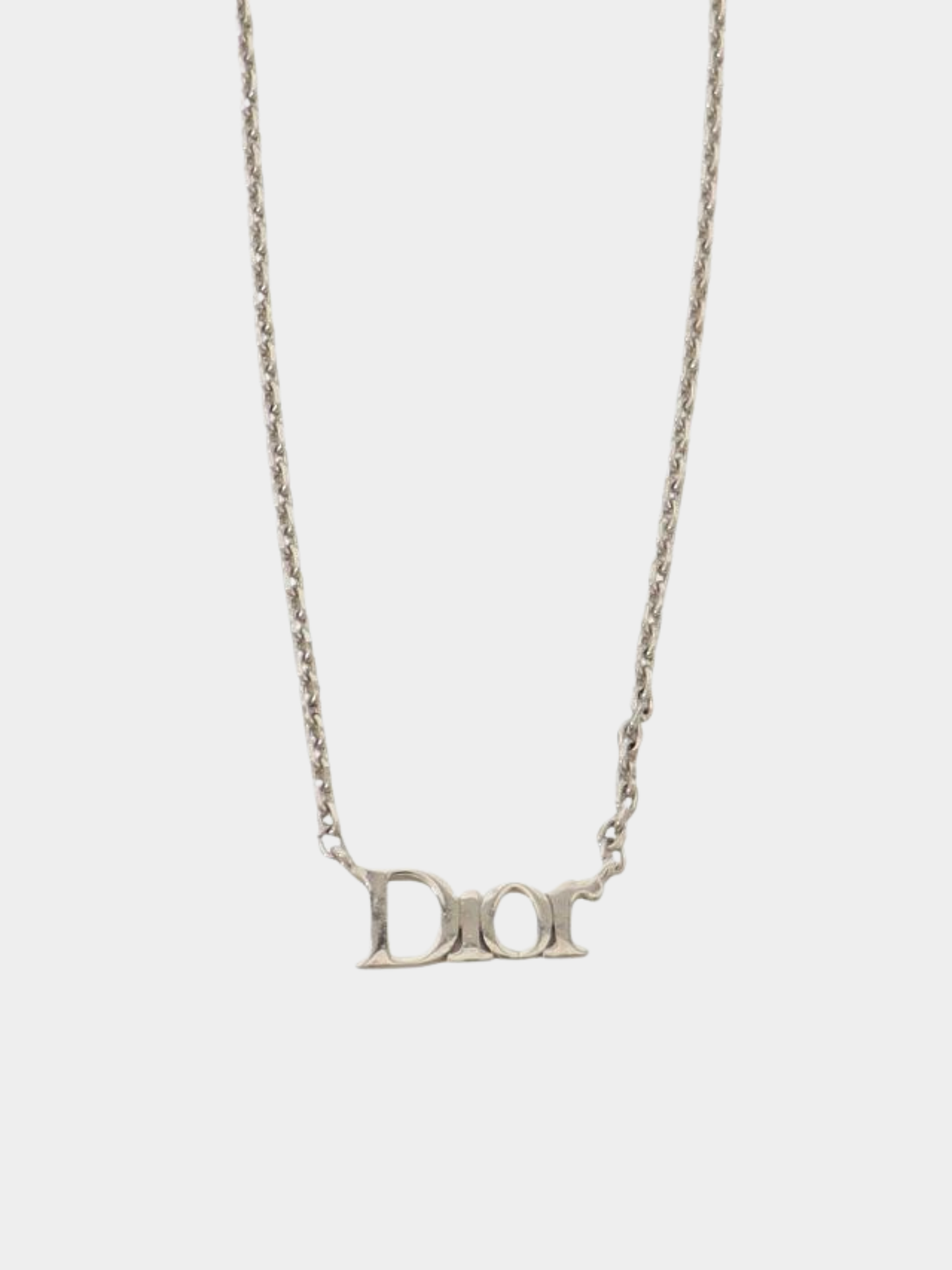 Christian Dior 2000s Silver Plated Metal Logo Chain Necklace