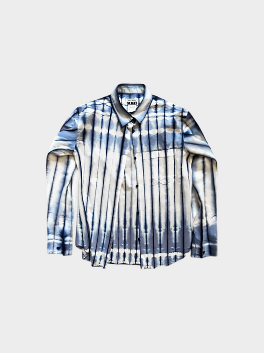 Issey Miyake Fete 2000s Gradient Blue Stripe Button-up Shirt
