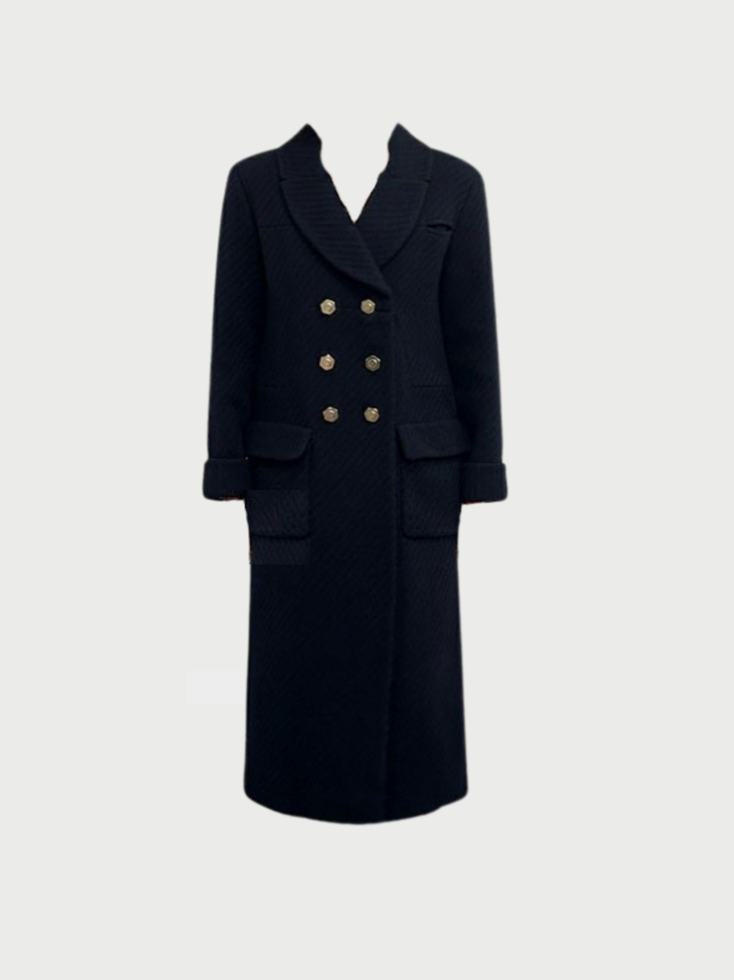 Chanel 2000s Navy Wool Cashmere COCO Button Coat