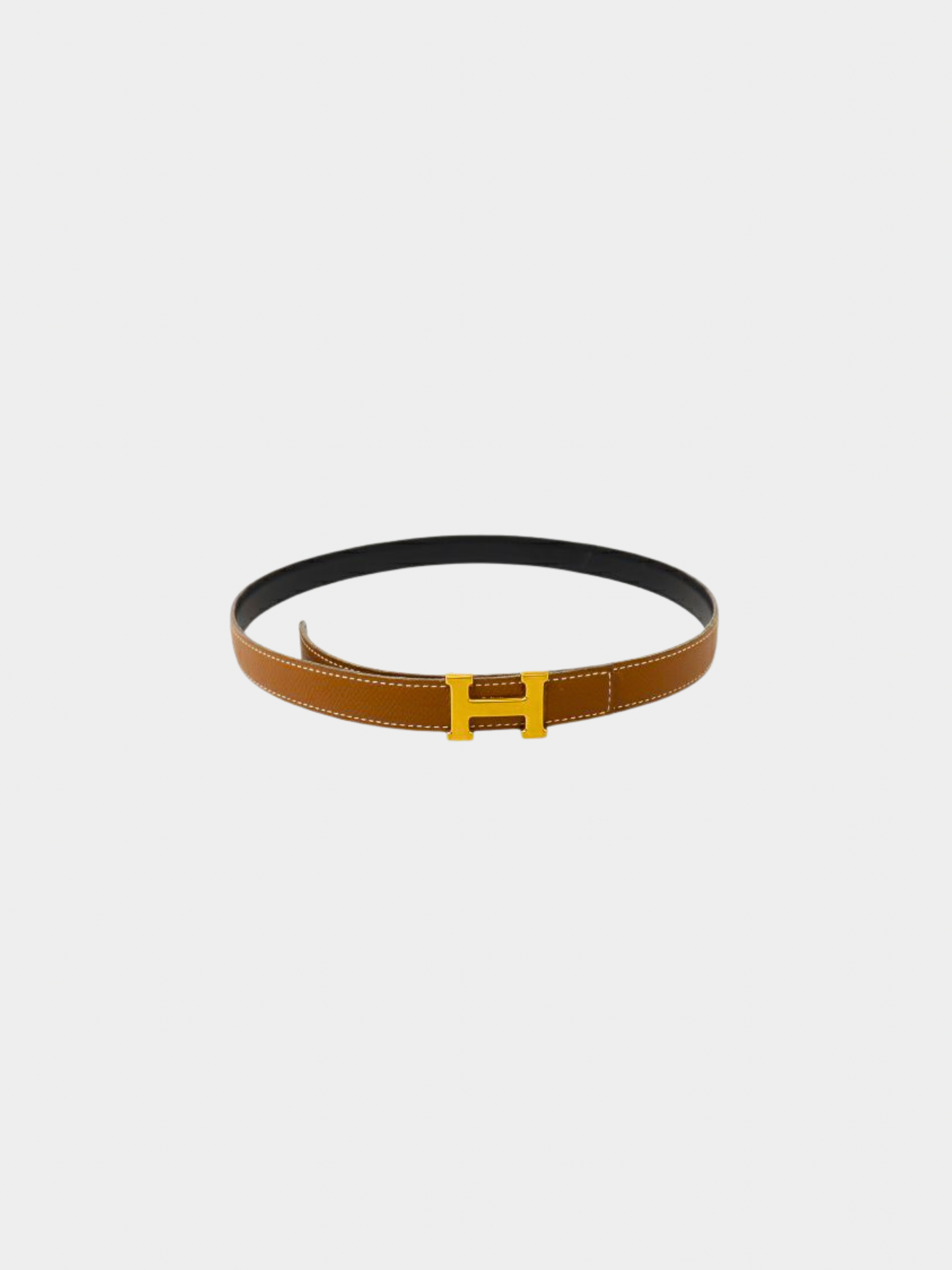 Hermès 1990s Brown Gold Leather Mini Constance Belt