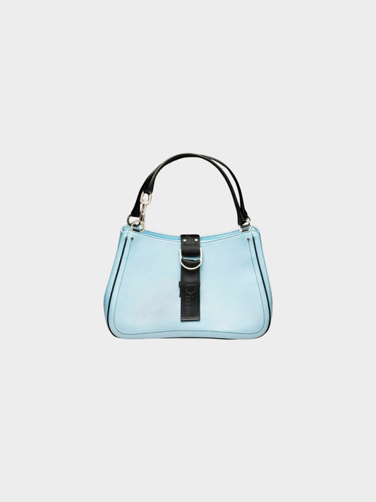 Christian Dior by John Galliano 2003 Blue Canvas and Black Leather "Hardcore" Bag