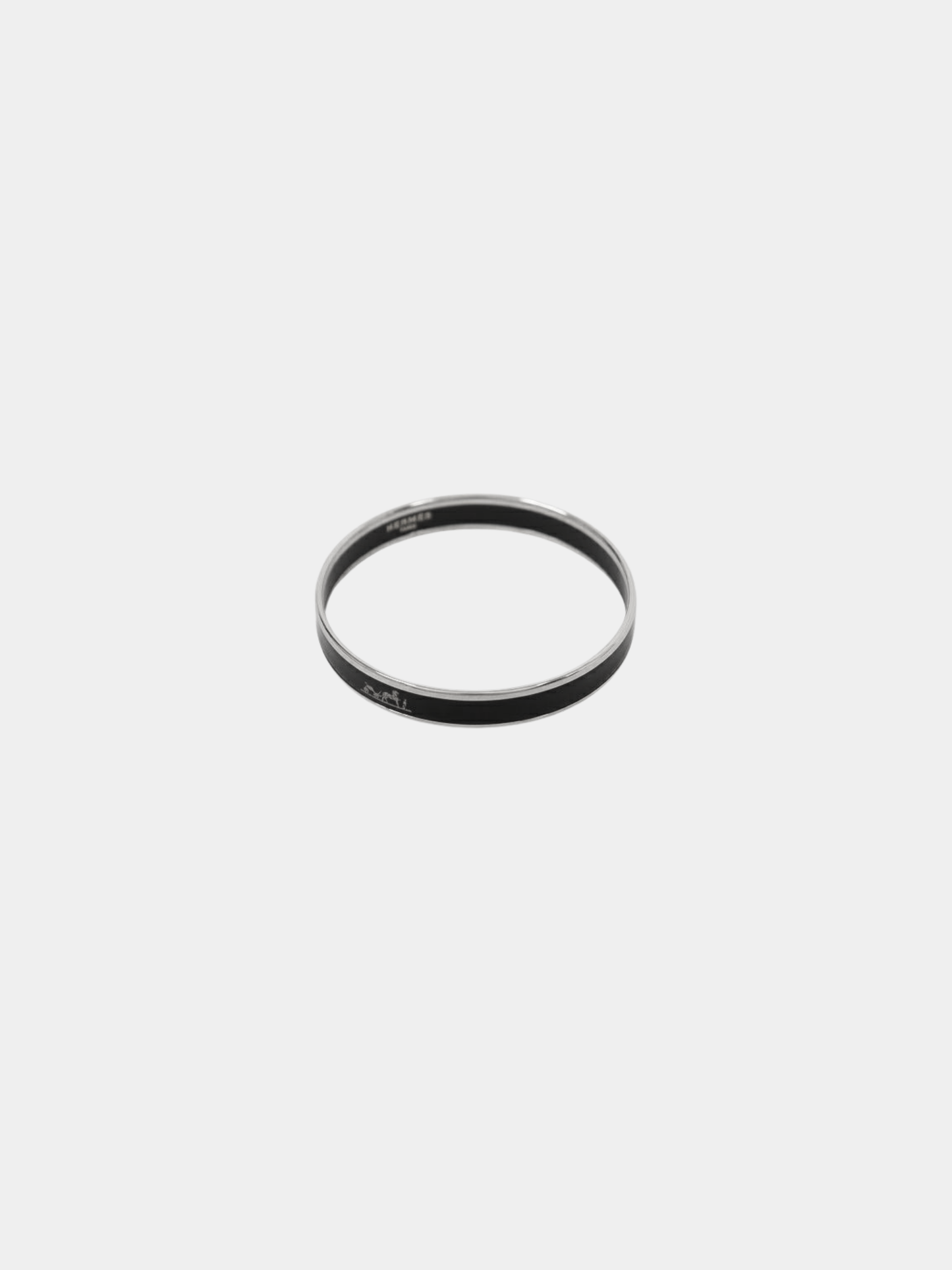 Hermès 2000s Black Silver Enamel Bangle PM