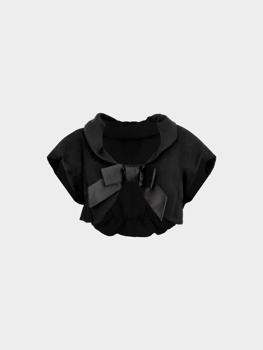 Dolce and Gabbana 2000s Rare Black Wool Ribbon Bolero
