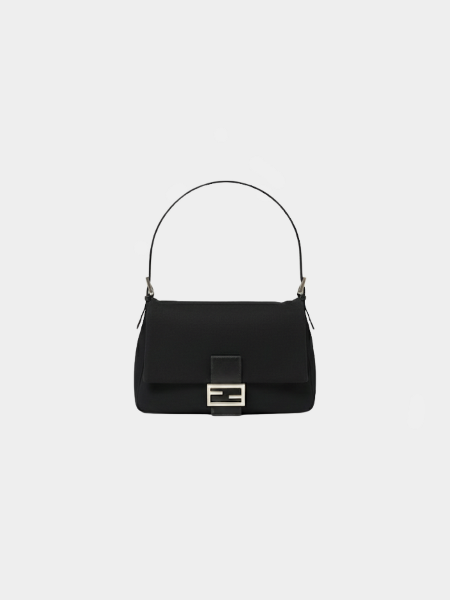 Fendi 1990s Black Wool and Leather Mamma Baguette