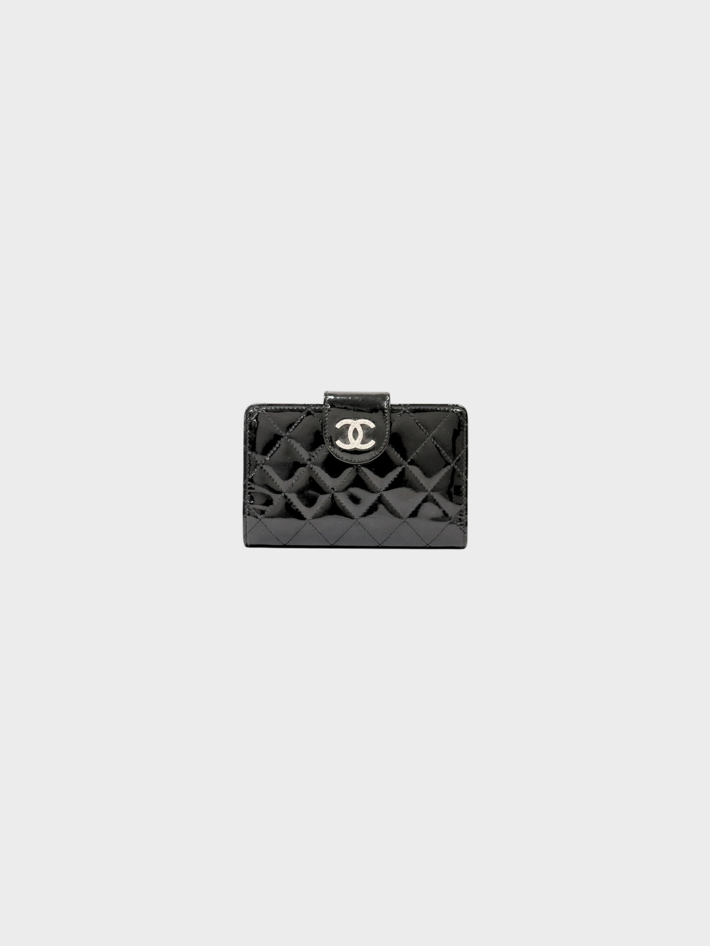 Chanel 2014 Black Matelasse Patent Leather Wallet