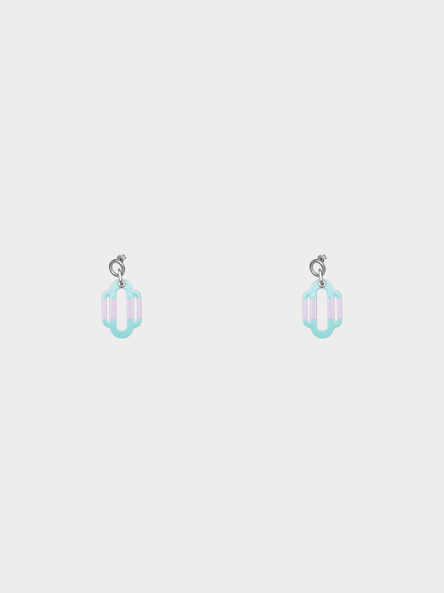 Hermès 2020s Mint and Pink Attelage Solid Enamel Earrings
