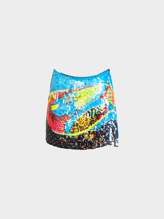 La Perla 1990s-2000s Multicolor Sequin-Embroidered Wrap Skirt