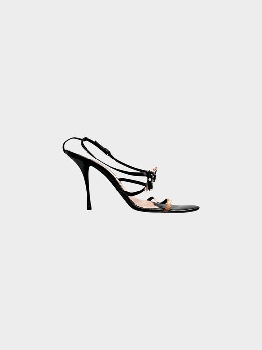 Christian Dior 2000s Black and Pink Leather Bow Heels