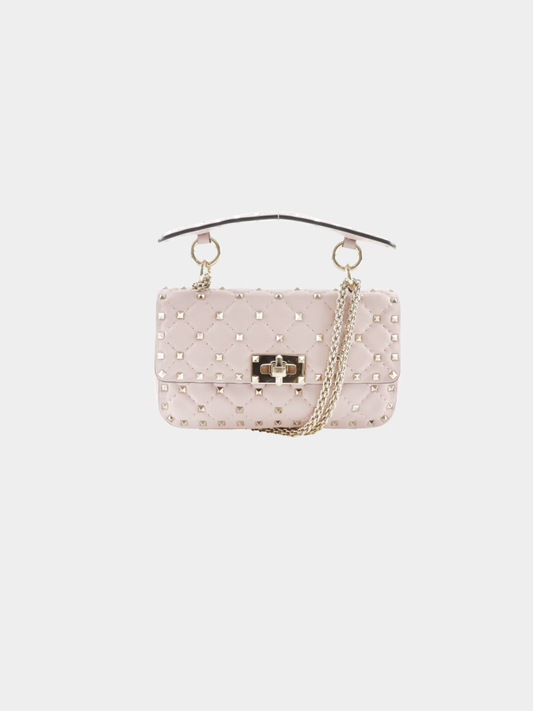 Valentino 2010s Pink Calfskin Rockstud Spike 2Way Shoulder Bag