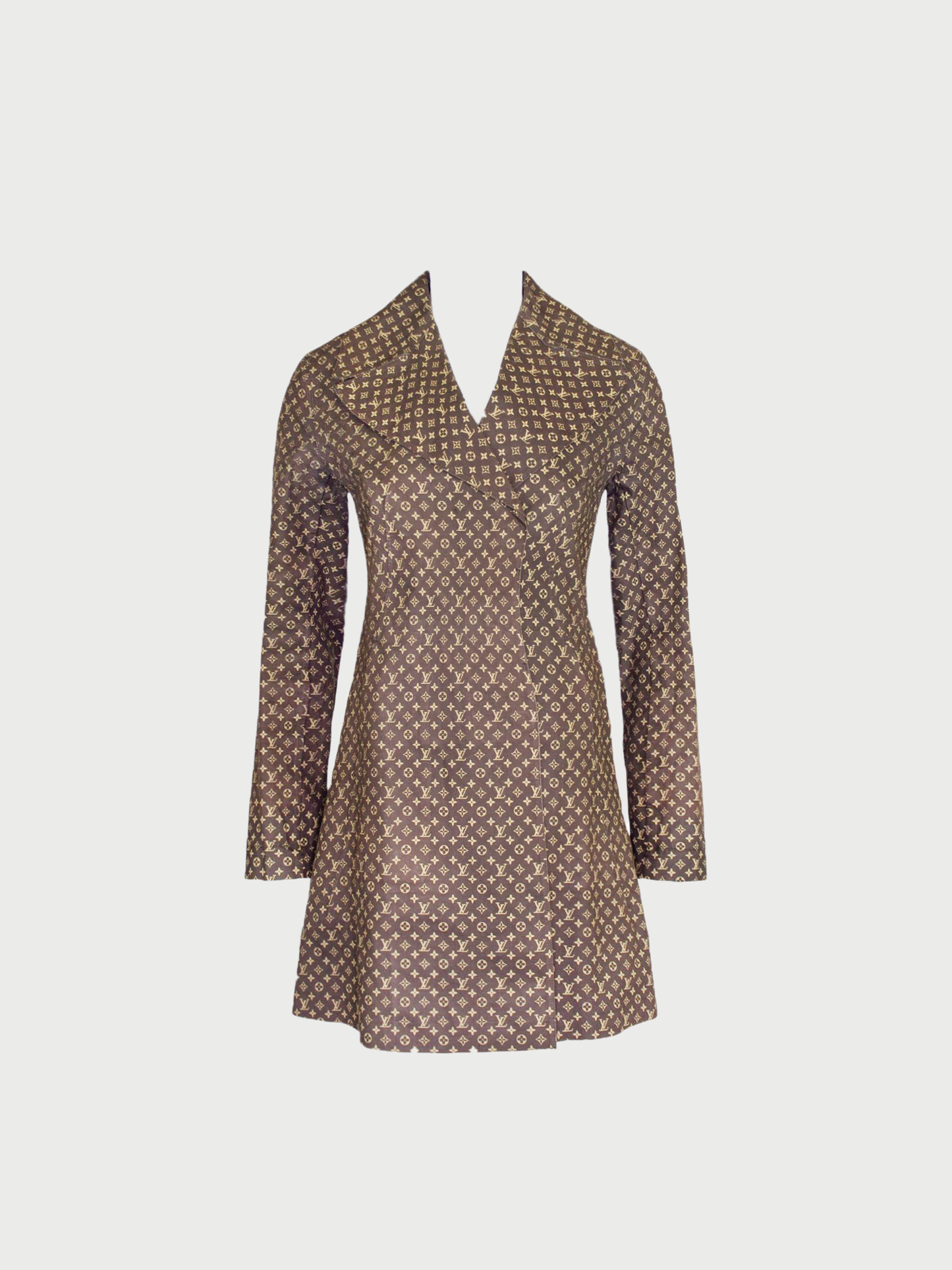 Louis Vuitton 1990s Brown Monogram Cotton Trench Coat