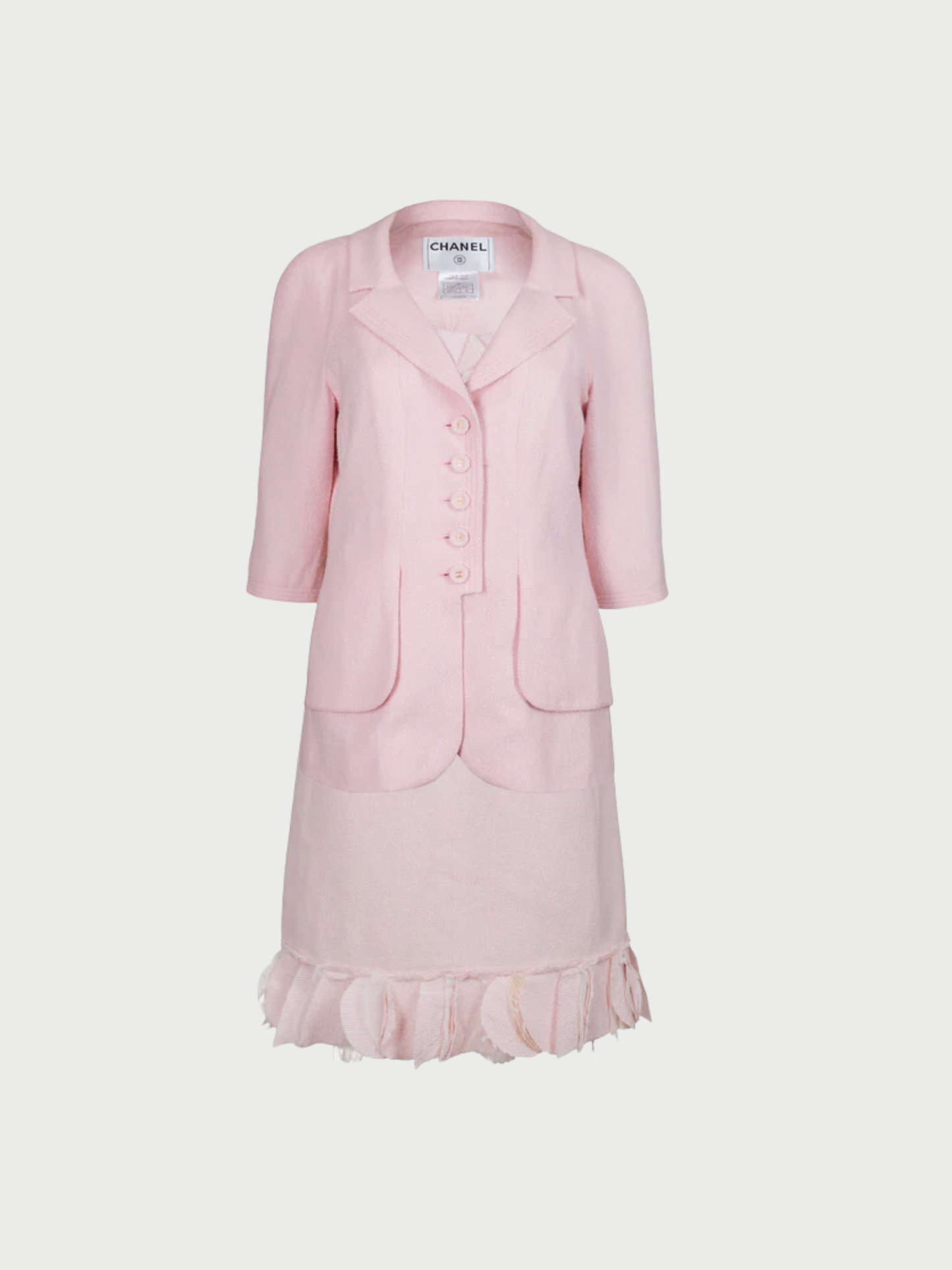 Chanel 2000s Pink Tweed Dress Jacket Set