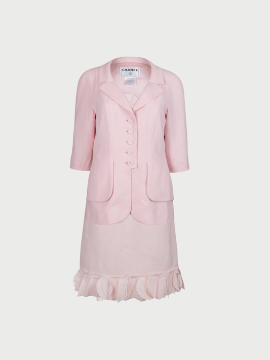 Chanel 2000s Pink Tweed Dress Jacket Set