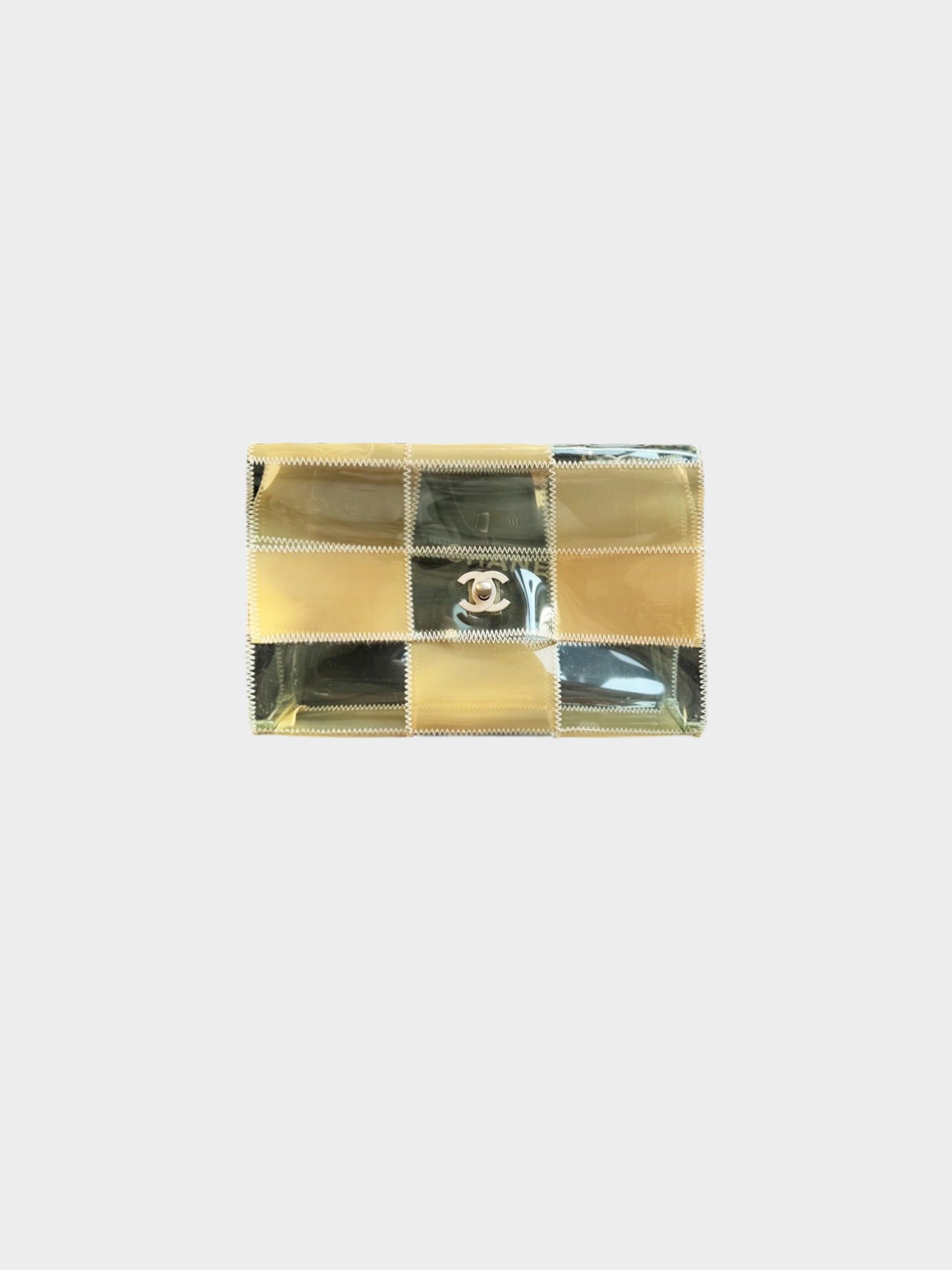 Chanel 1997-1999 Beige and Yellow Vinyl Patchwork Flap Bag