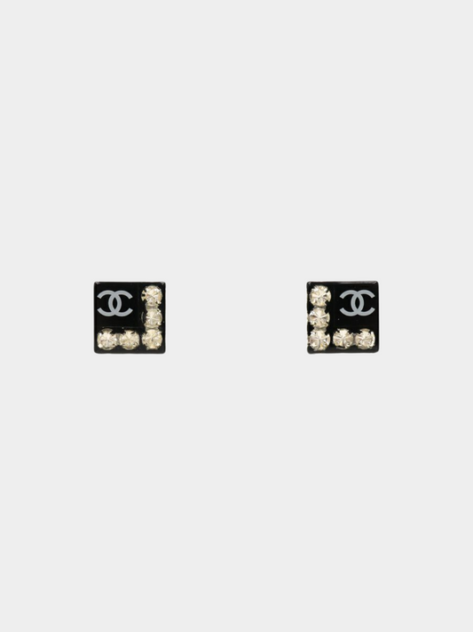 Chanel 2005 Black White COCO Square Earrings