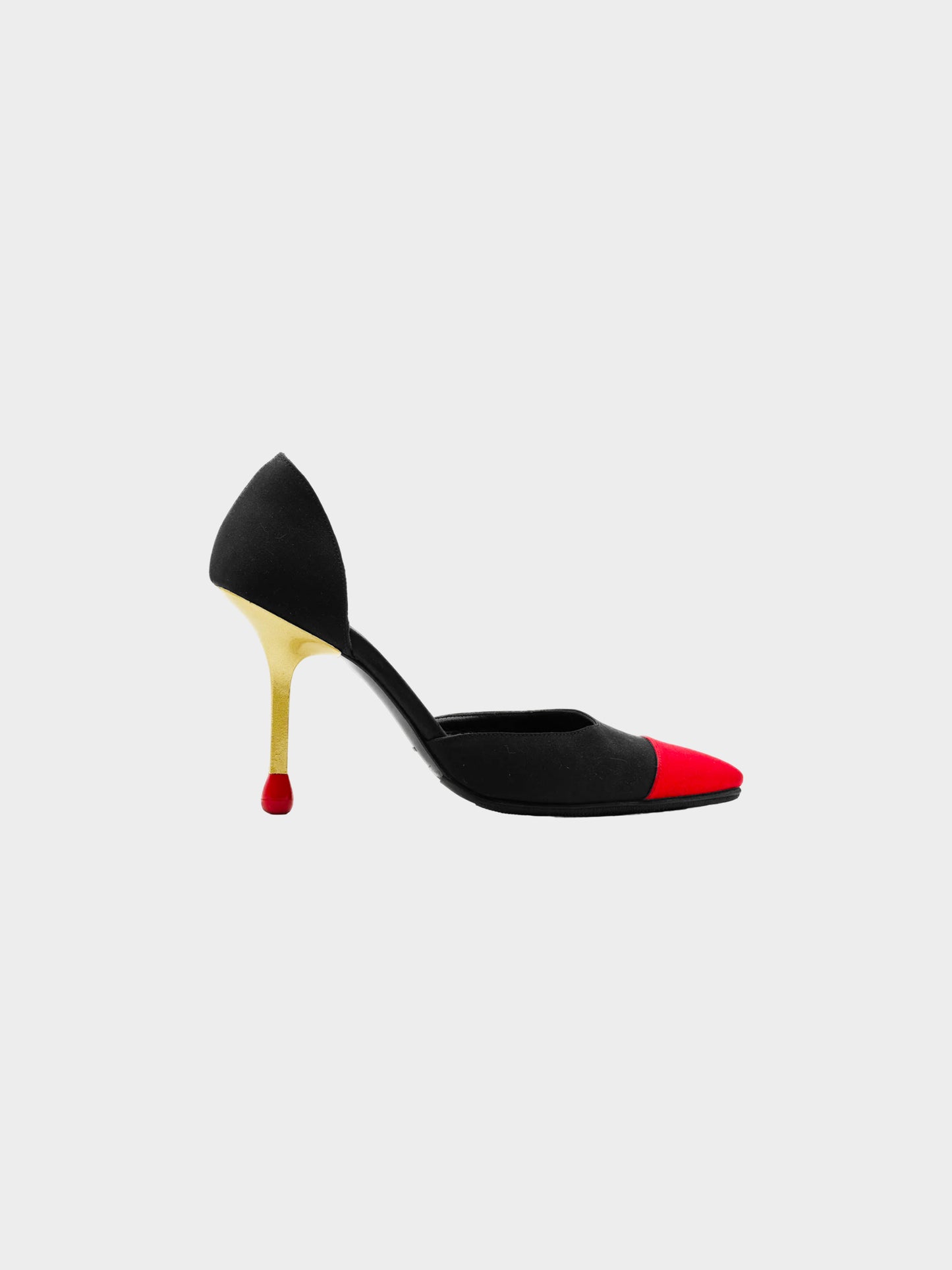 Chanel by Karl Lagerfeld 2000 Black Satin Allumette Pumps