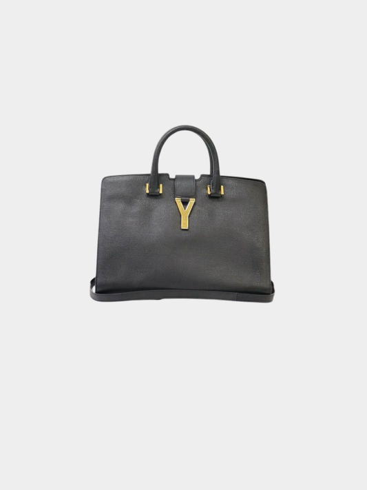 Yves Saint Laurent 2000s Black Leather Y Line 2-Way Bag