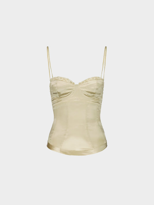 Roberto Cavalli 2000s Beige Silk Bustier Top
