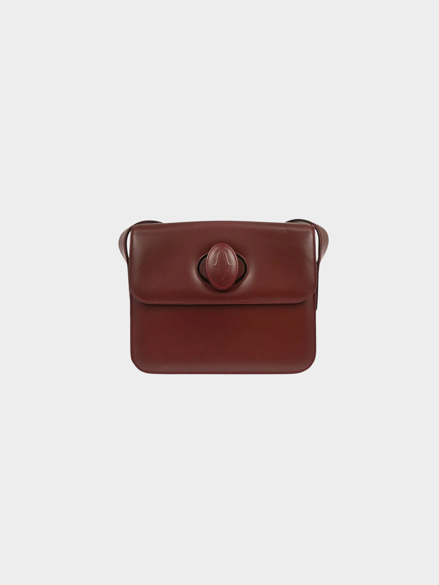 Cartier 1980s Bordeaux Calfskin Must de Cartier Flap Shoulder Bag