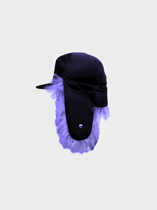 Prada FW 2019 Black Faux Fur Nylon Trapper Hat