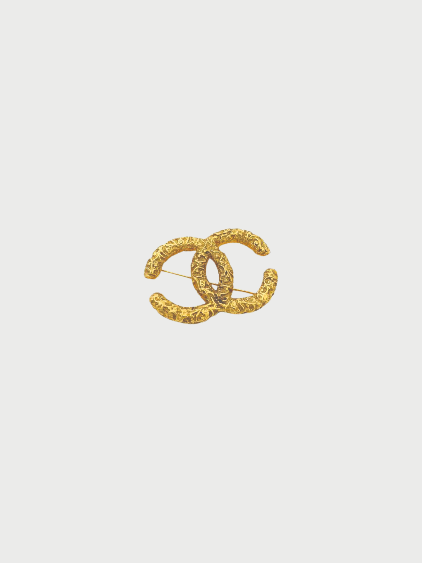 Chanel 2000s Gold Plated Metal COCO Lava Brooch