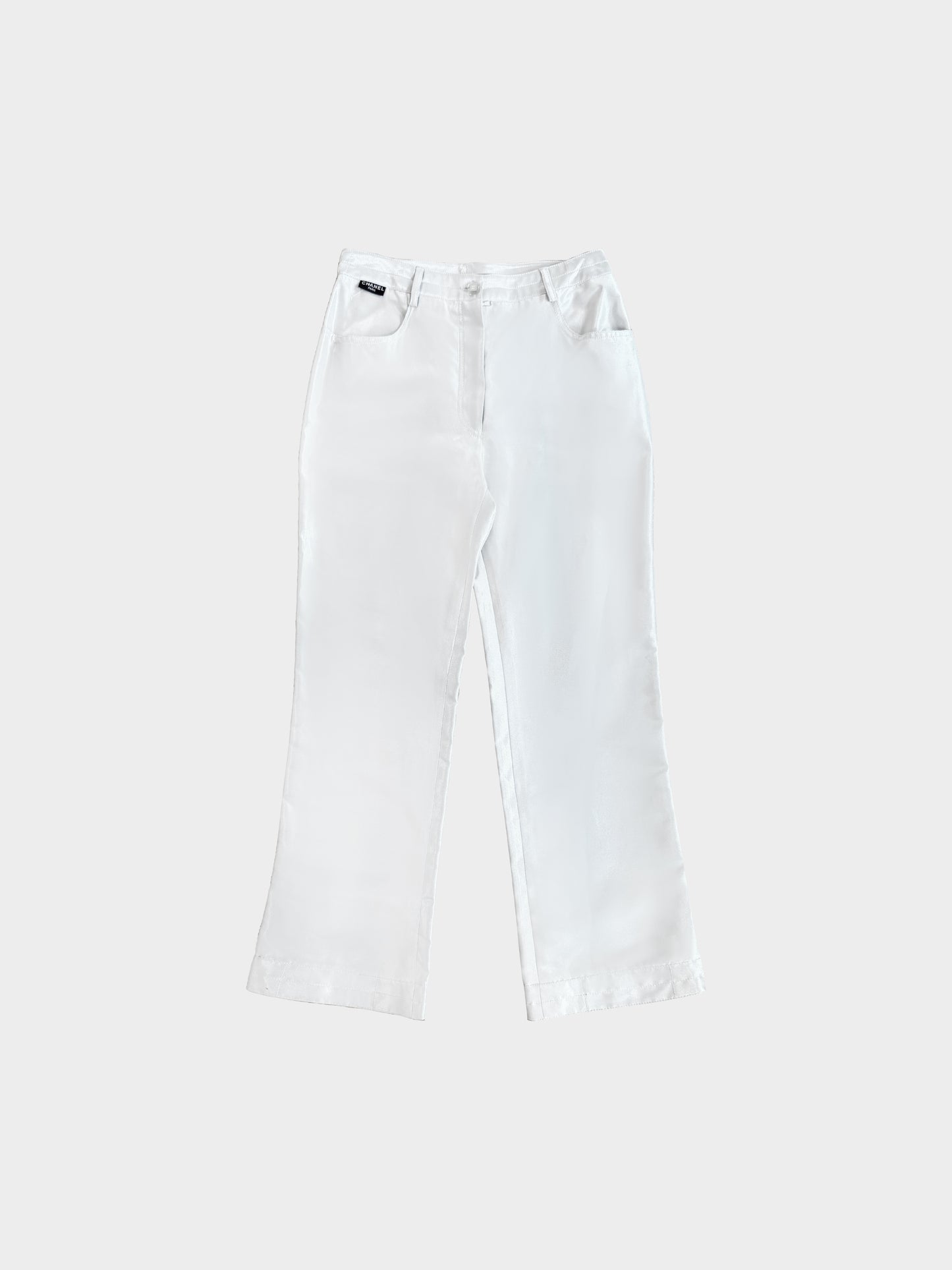 Chanel Late 1990s Metallic Silver High-waisted Pants
