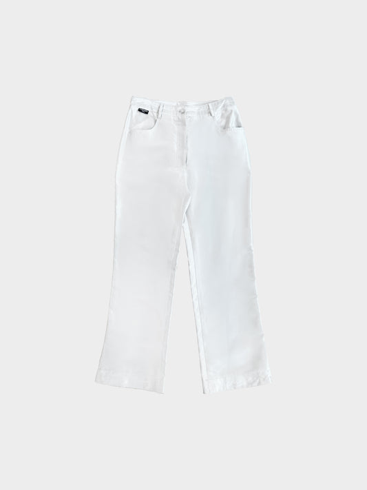 Chanel Late 1990s Metallic Silver High-waisted Pants