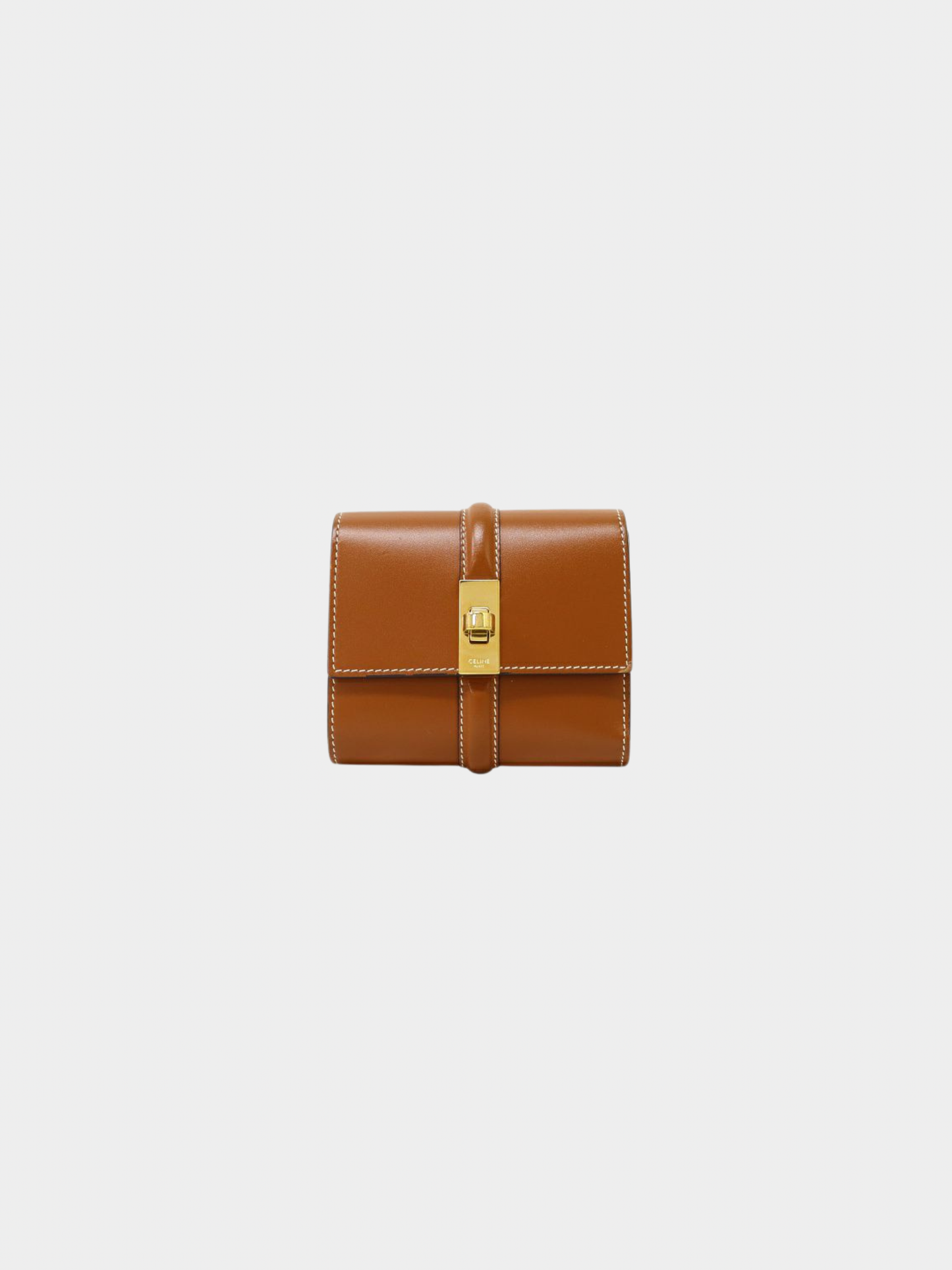Celine 2000s Brown Leather Small Trifold Wallet