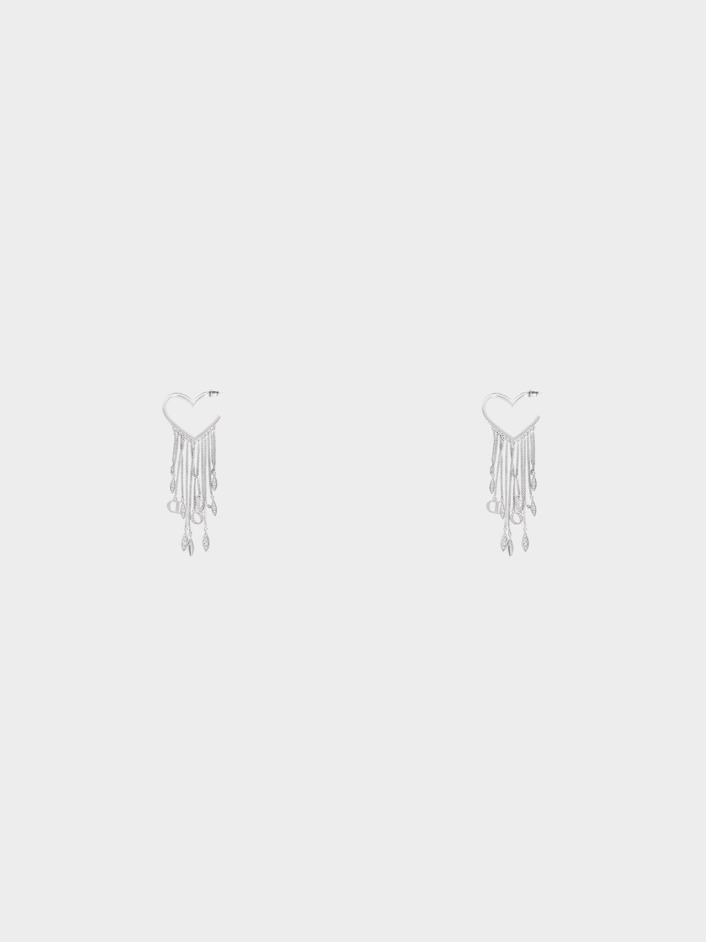 Christian Dior 2010s Heart Crystal Multichain Tassel Earrings