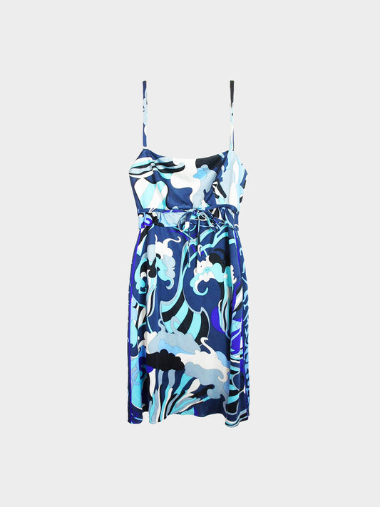 Emilio Pucci 2000s Blue Abstract Print Silk Dress