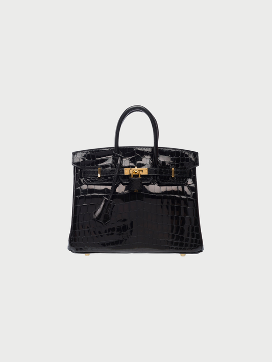 Hermès 2010s Black Niloticus Crocodile Birkin 25 Bag
