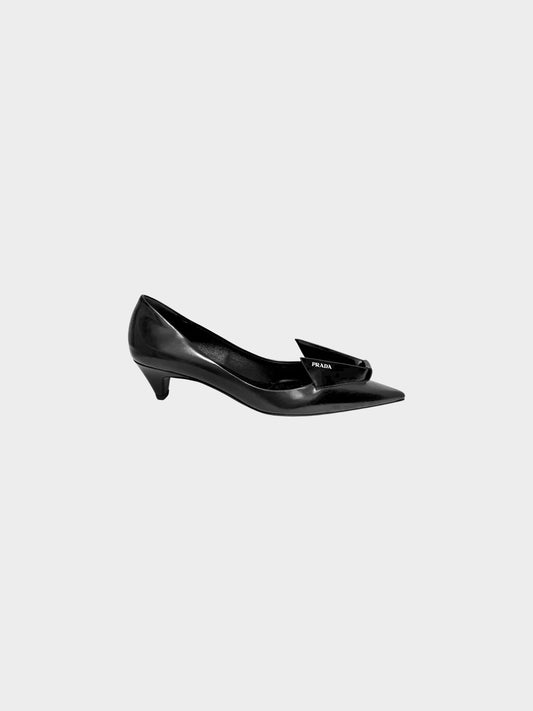Prada FW 2023 Black Brushed Leather Pumps