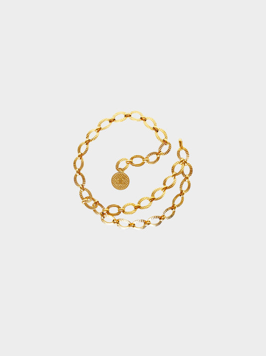 Chanel 1990s Gold Quilted Chain Link Belt/Necklace