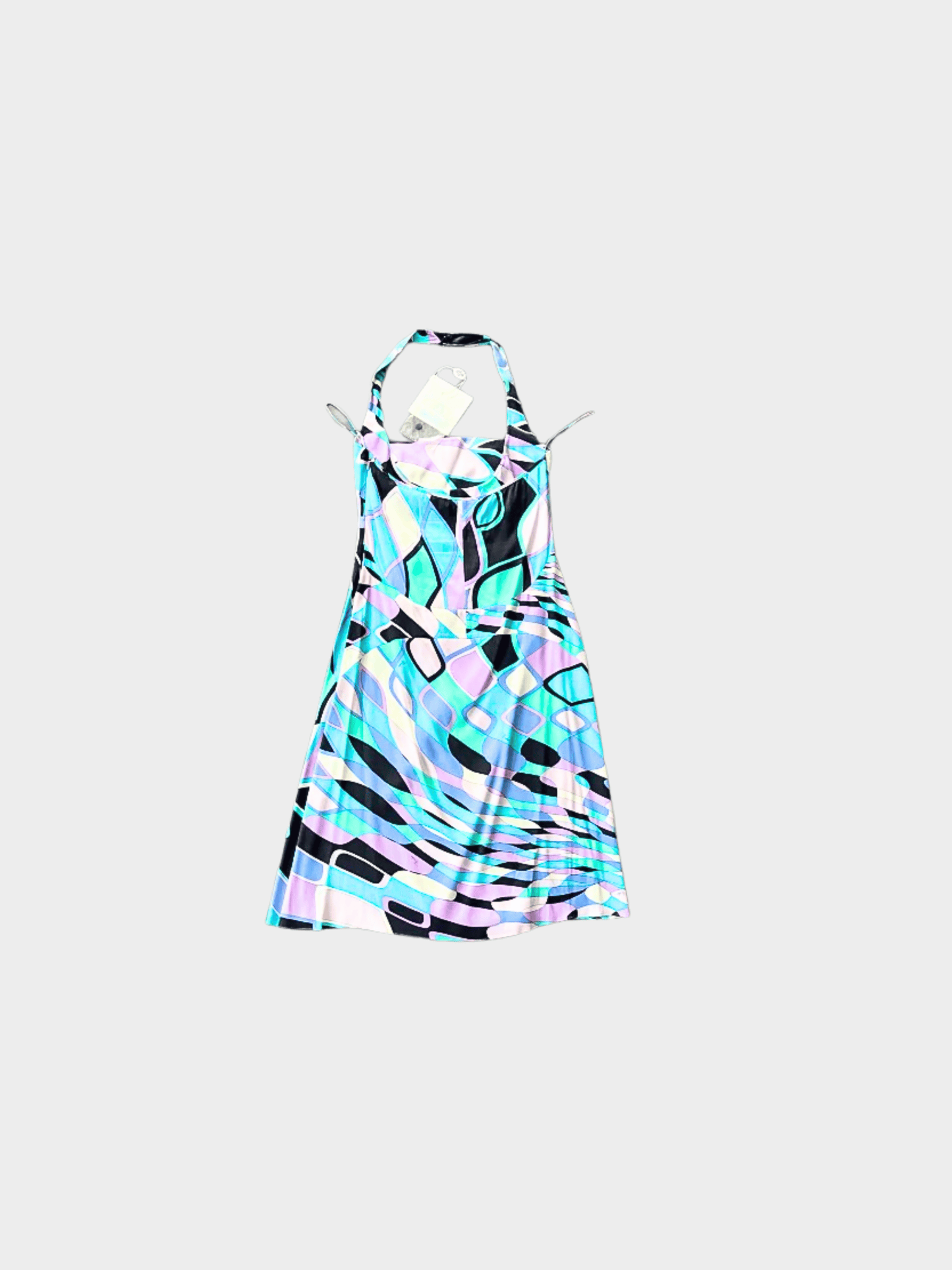 Emilio Pucci 2000s Blue Geometric Print Halter Dress
