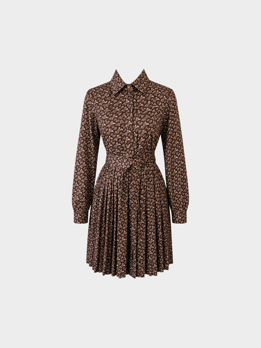 Burberry 2020s Brown TB Monogram Jersey Belted Dress